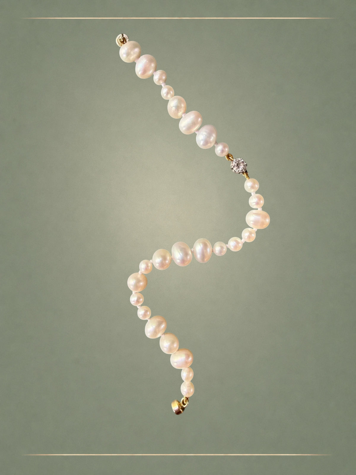 Silk Pearl & Diamond Bracelet