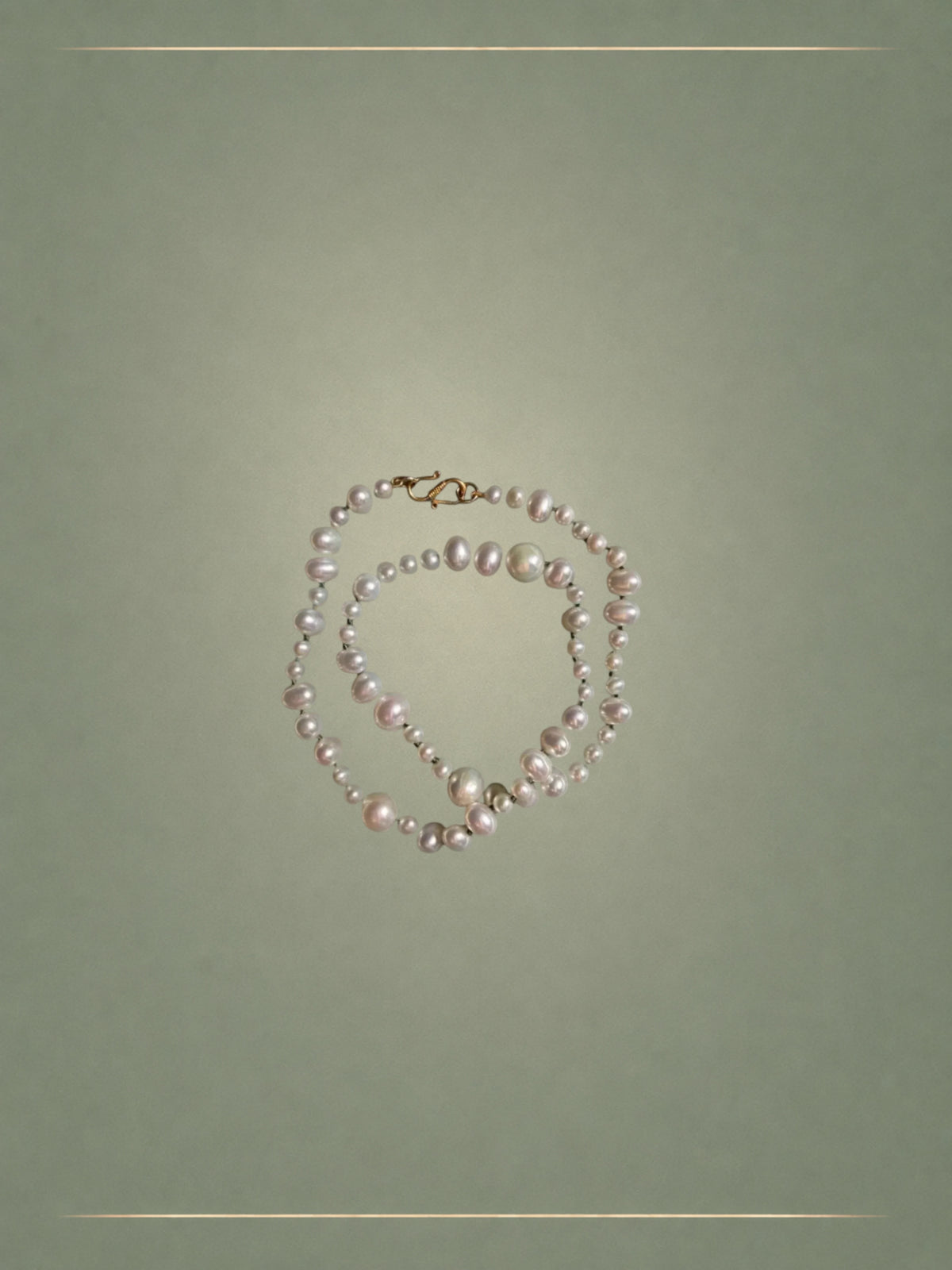 The Lustre Green Thread & Gold Eucalyptus Necklace