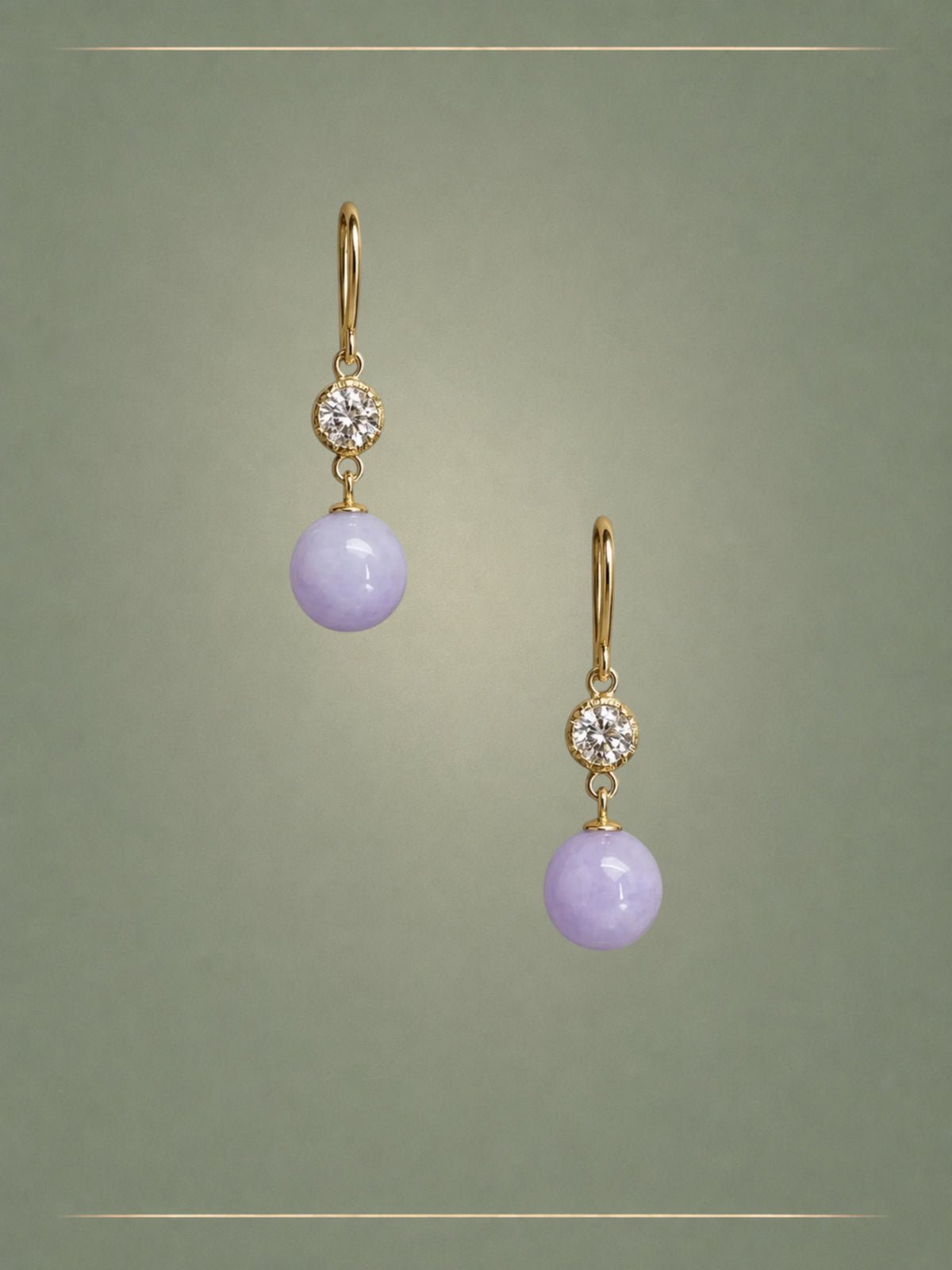 The No. 02 Lavender, Diamond & Gold Hoops Earrings