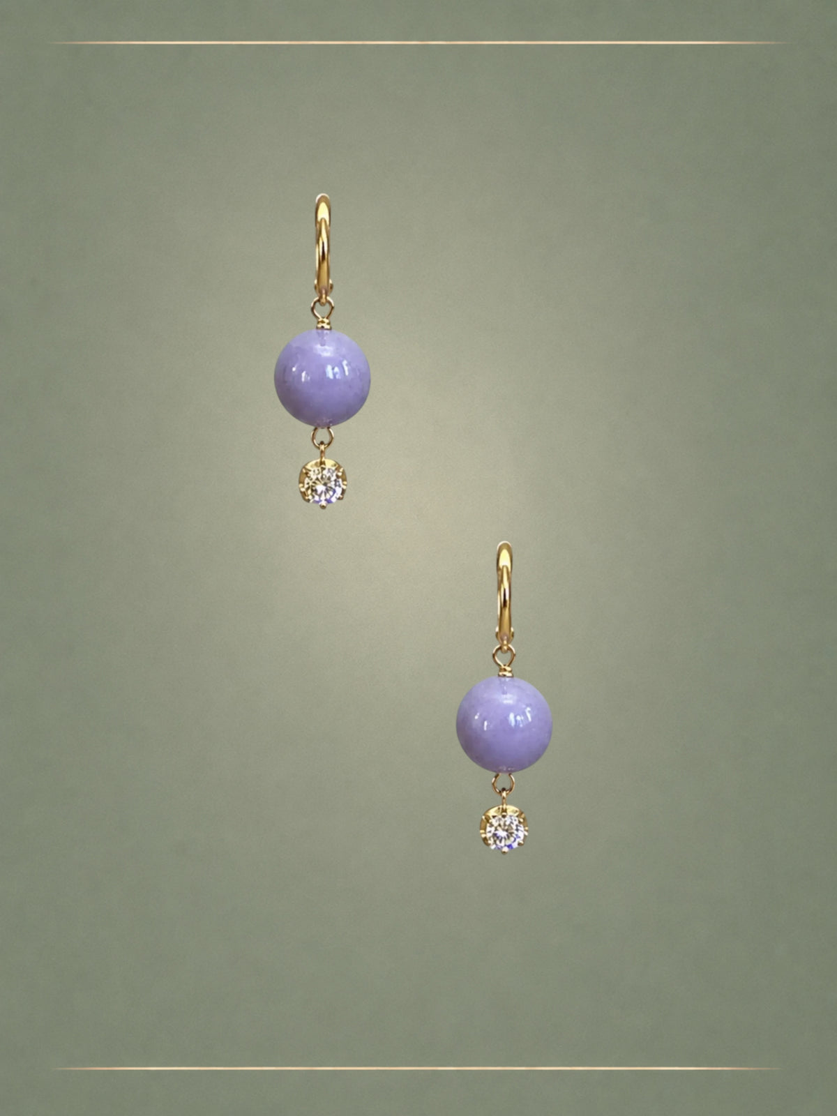 The No. 01 Lavender Jade, Diamond & Gold Hoops Earrings