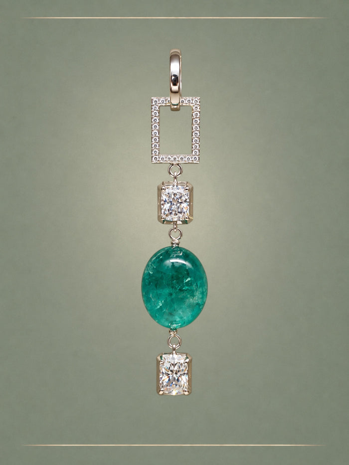 Emerald, Diamond & Gold Matrix Pendant