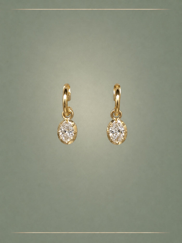 The Dewdrop Oval Cut 1ct Diamond Earrings