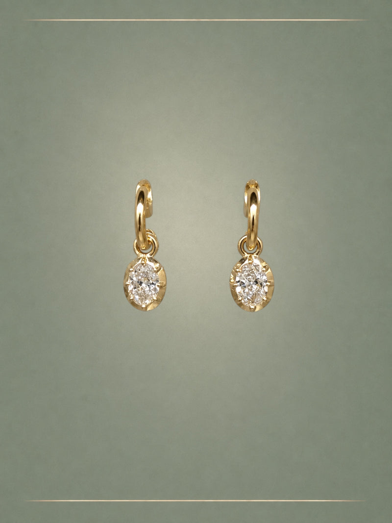 The Dewdrop Oval Cut 1ct Diamond Earrings