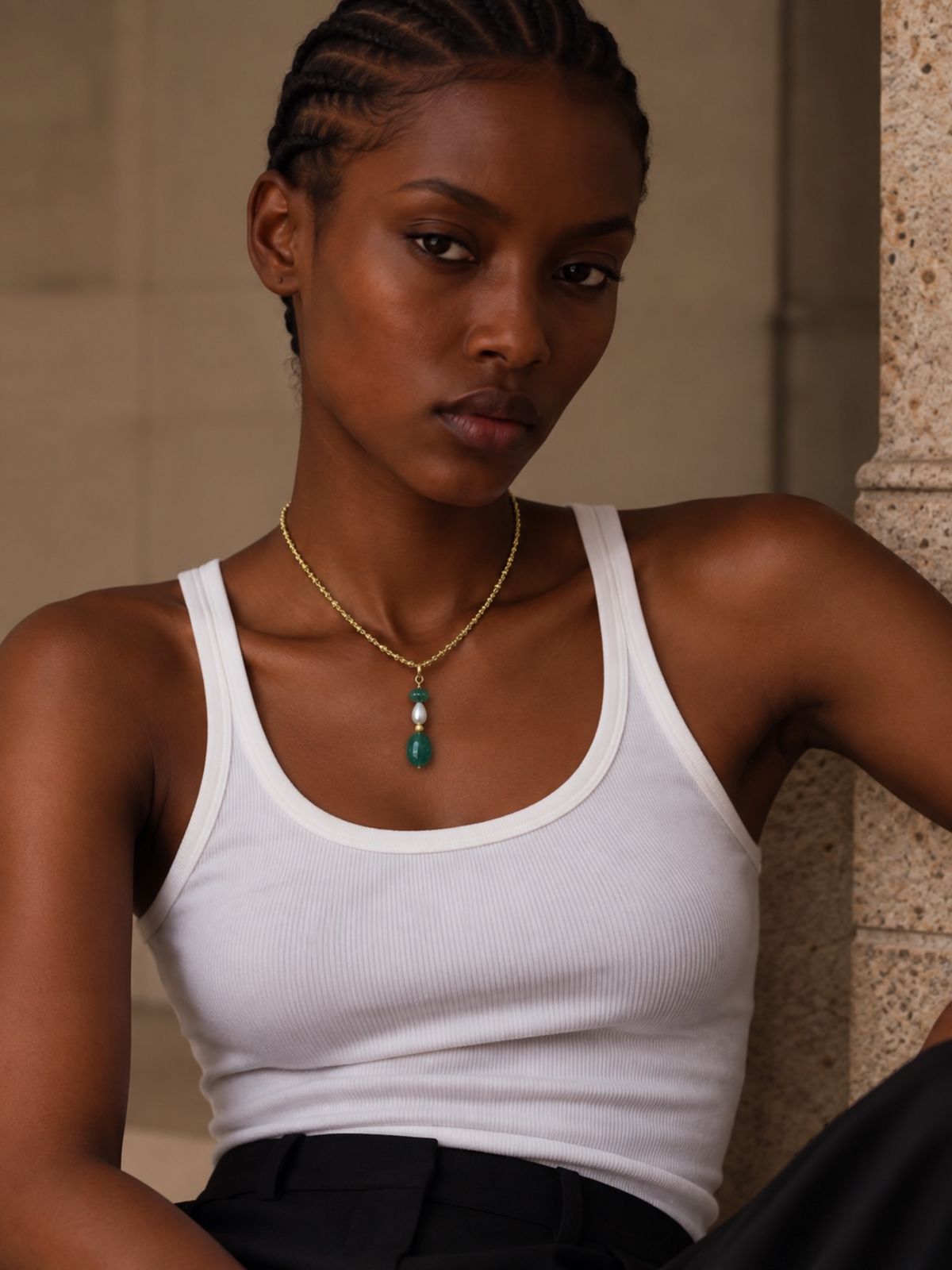 The Padak Emeralds & Pearl Pendant