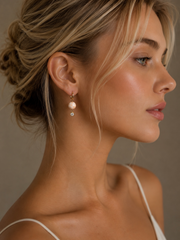 Momo Angel Skin Coral, Diamond & Gold Hoop Earrings