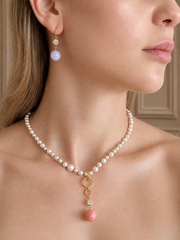 Coral, Diamond & Gold Whisper Pendant
