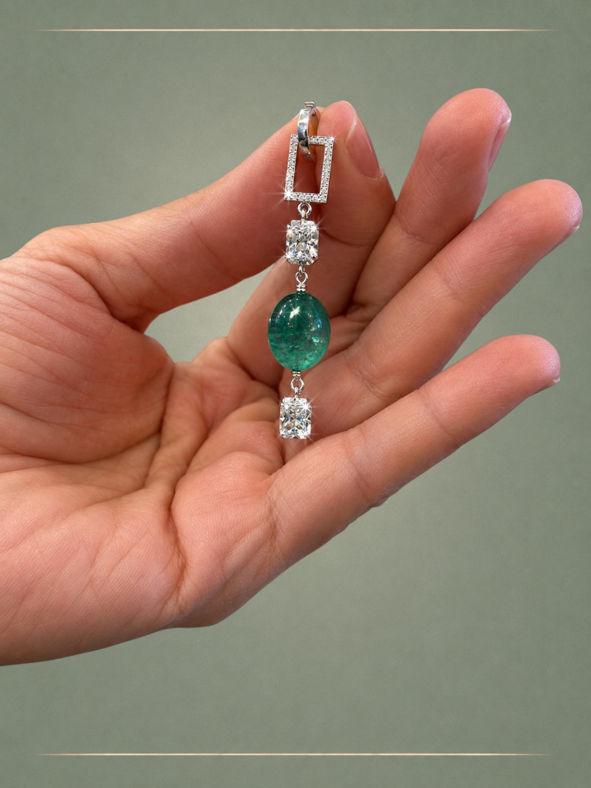 Emerald, Diamond & Gold Matrix Pendant