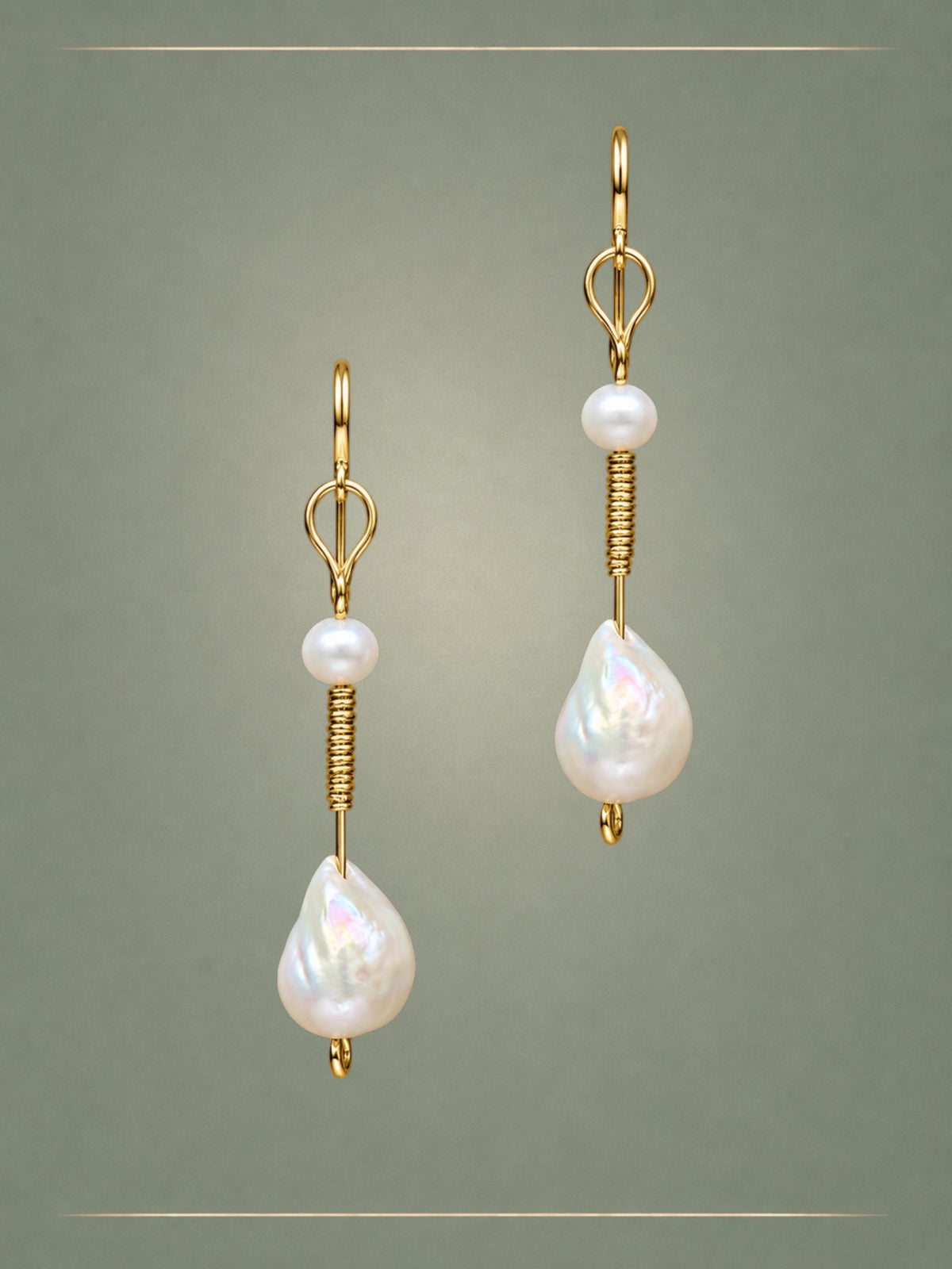 Crescent Pearl & Gold Loop Earrings