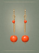 Crescent Antique Coral & Gold Loop Earrings