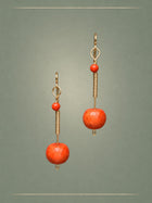 Crescent Antique Coral & Gold Loop Earrings