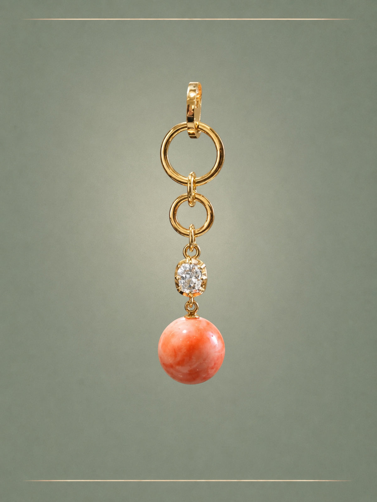 Coral, Diamond & Gold Whisper Pendant