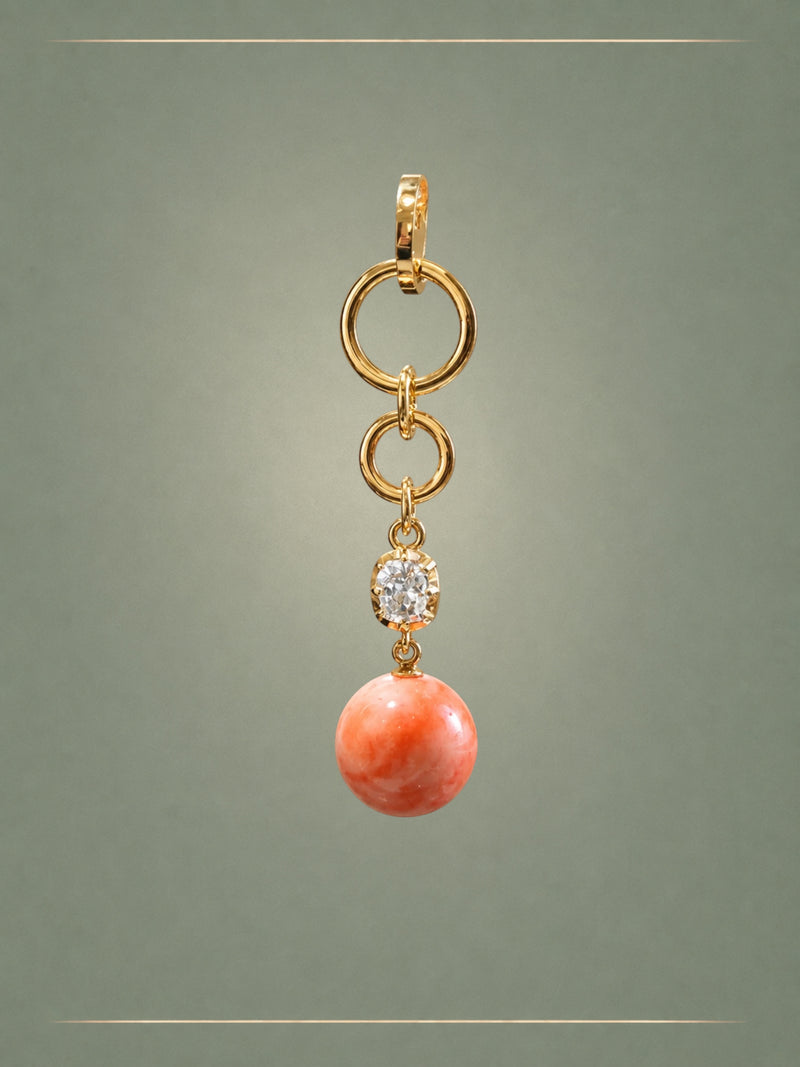 Coral, Diamond & Gold Whisper Pendant