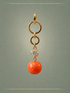 Antique Coral, Diamond  & Gold Solitaire Pendant