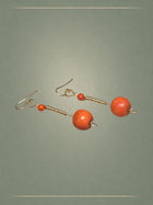 Crescent Antique Coral & Gold Loop Earrings