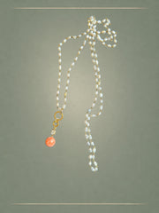 Coral, Diamond & Gold Whisper Pendant