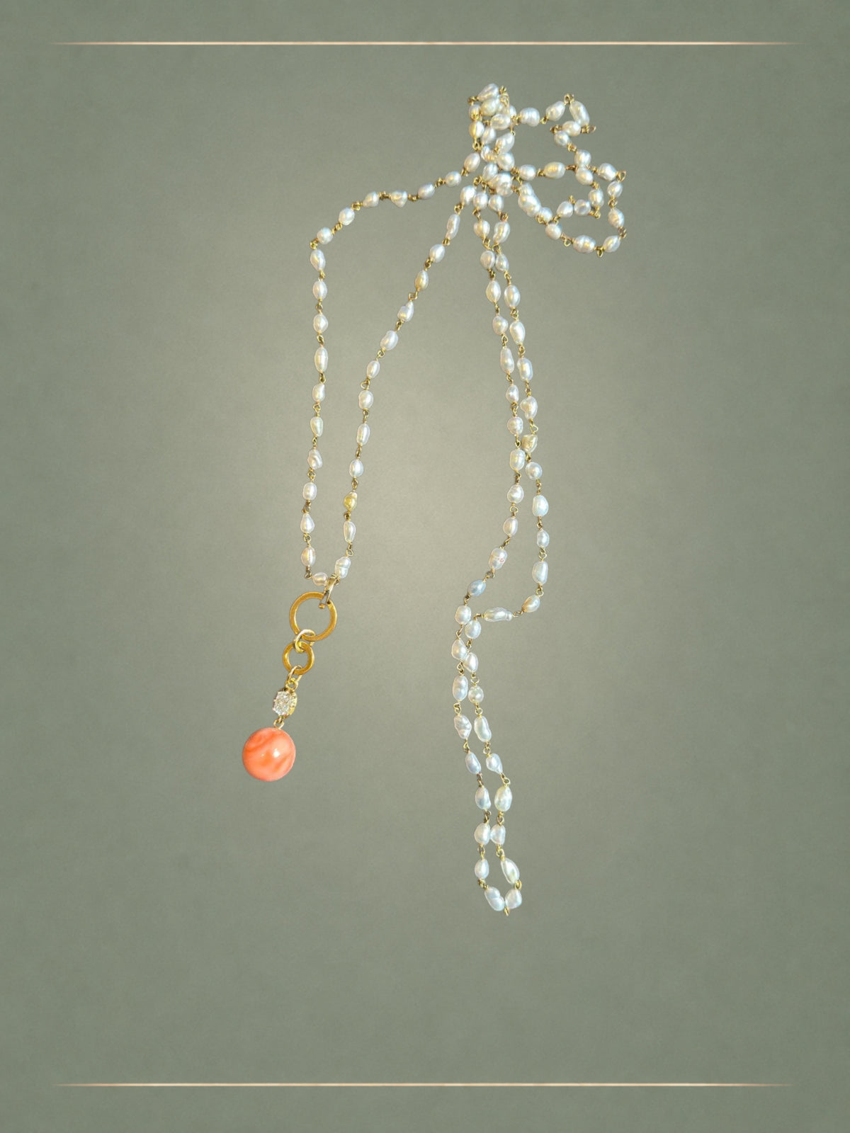 Coral, Diamond & Gold Whisper Pendant