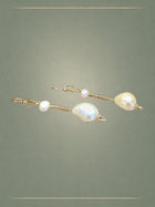 Crescent Pearl & Gold Loop Earrings