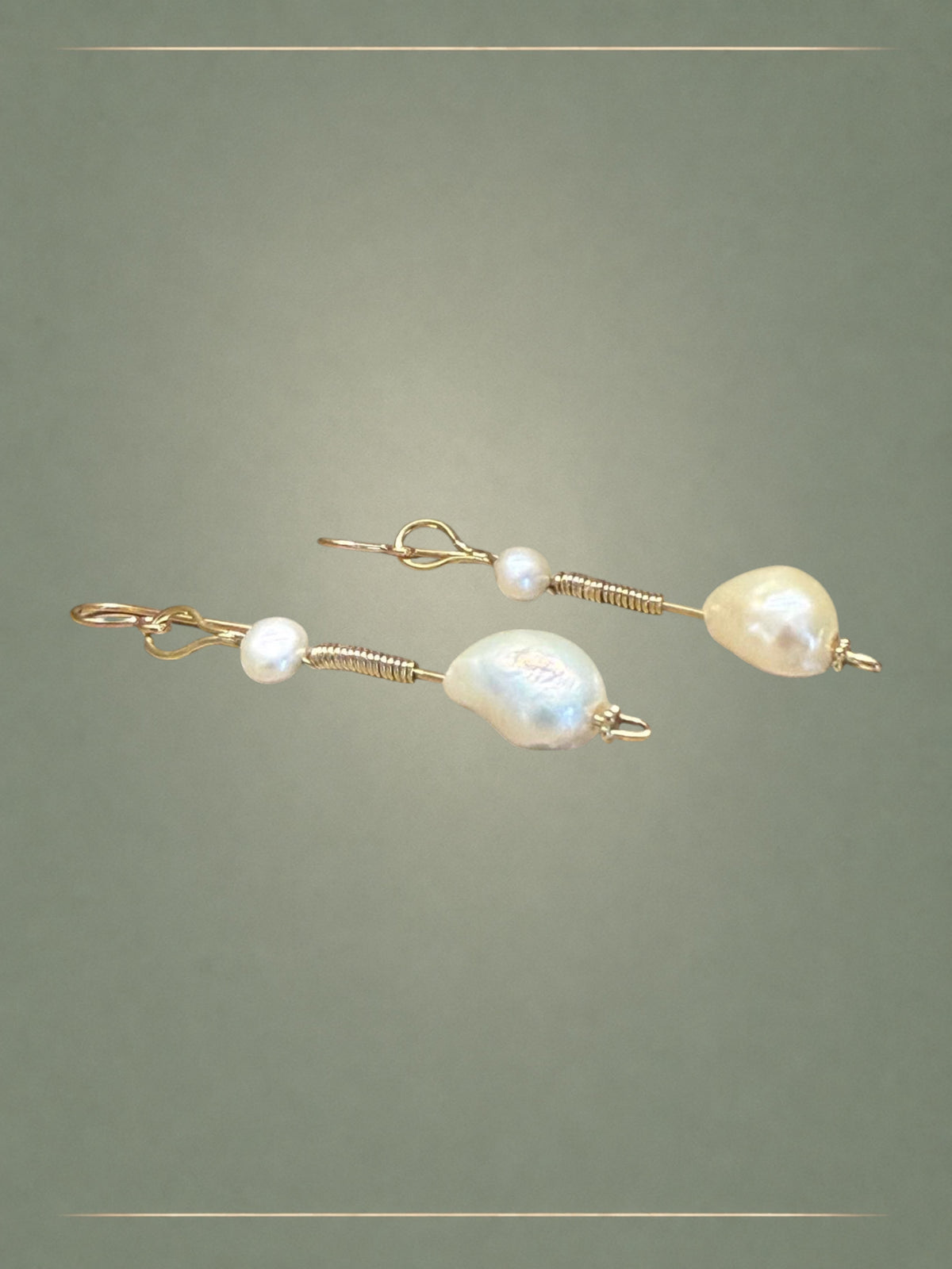 Crescent Pearl & Gold Loop Earrings