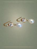 Velvet Pearl, Diamond & Gold Drop Earrings
