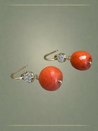 Antique Coral, Diamond & Gold Whisper Hoop Earrings