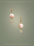 Momo Angel Skin Coral, Diamond & Gold Hoop Earrings