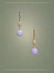 The No. 02 Lavender, Diamond & Gold Hoops Earrings