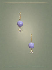 The No. 01 Lavender Jade, Diamond & Gold Hoops Earrings