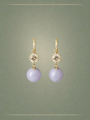 The No. 02 Lavender, Diamond & Gold Hoops Earrings