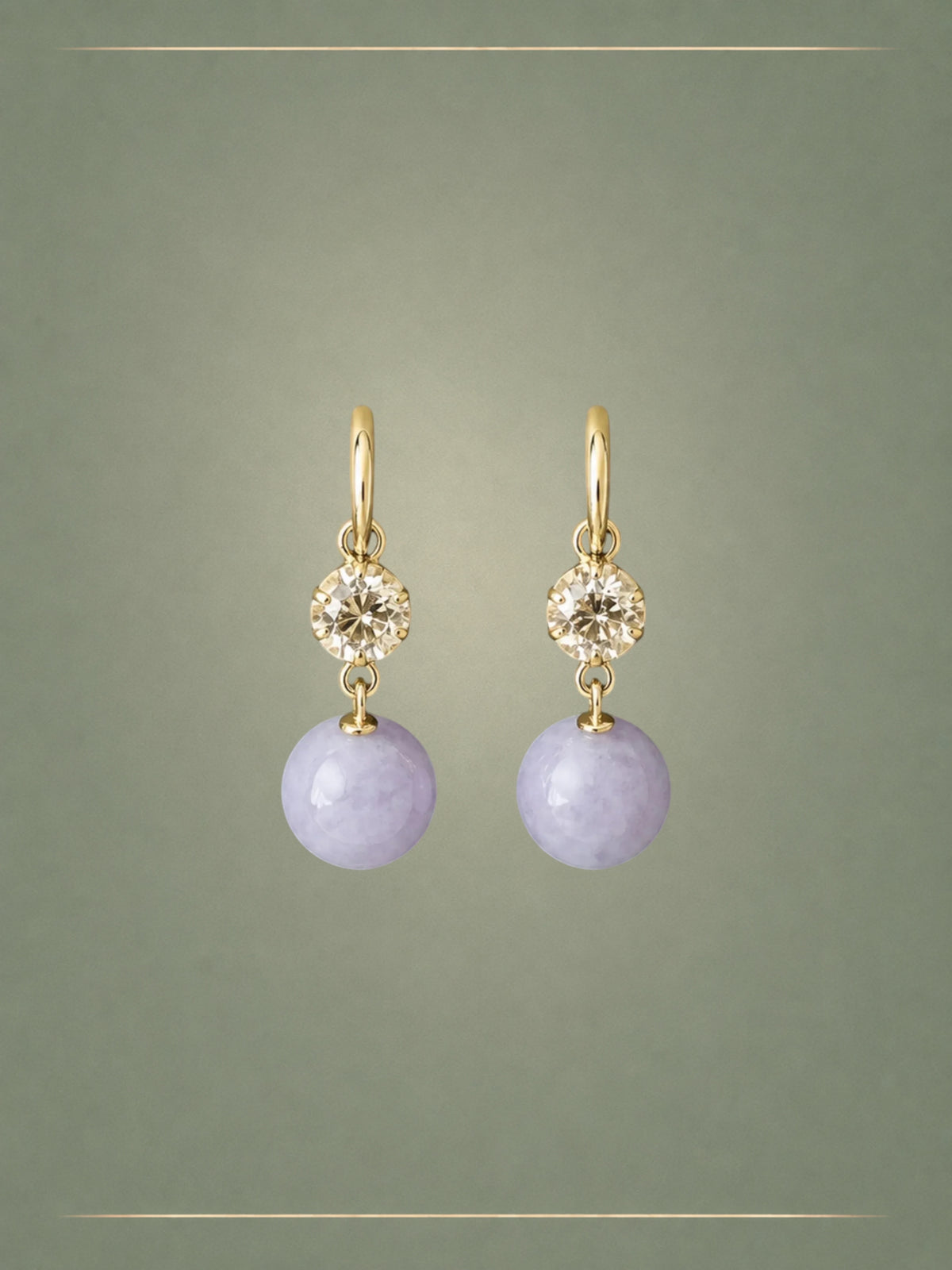 The No. 02 Lavender, Diamond & Gold Hoops Earrings