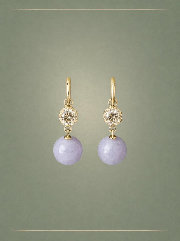 The No. 02 Lavender, Diamond & Gold Hoops Earrings