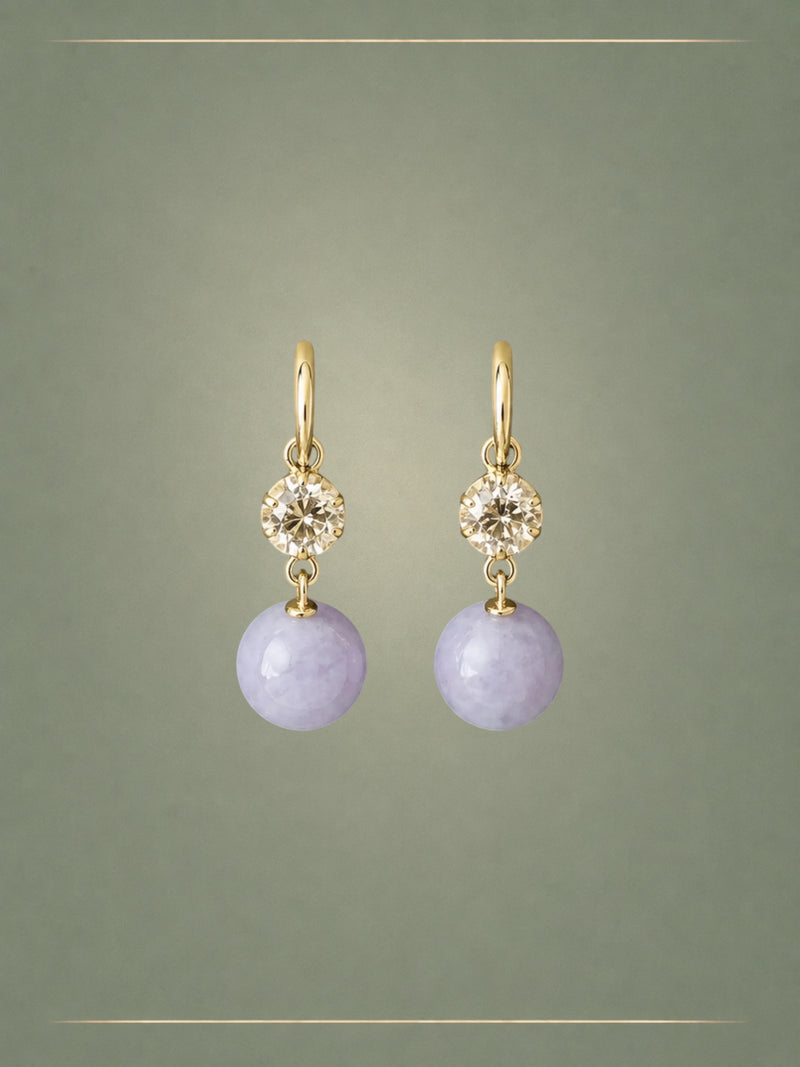 The No. 02 Lavender, Diamond & Gold Hoops Earrings