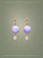 The No. 01 Lavender Jade, Diamond & Gold Hoops Earrings