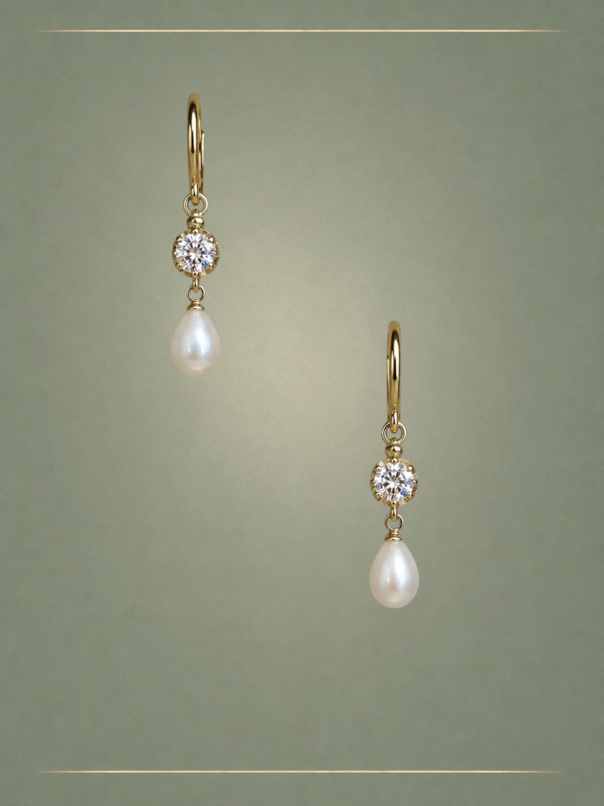 Velvet Pearl, Diamond & Gold Drop Earrings