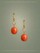 Antique Coral, Diamond & Gold Whisper Hoop Earrings