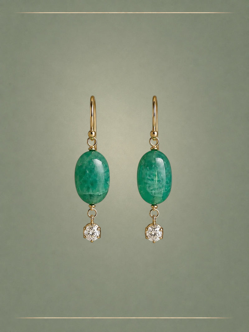 Flow Emerald, Diamond & Gold Hoop Earrings