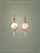 Momo Angel Skin Coral, Diamond & Gold Hoop Earrings