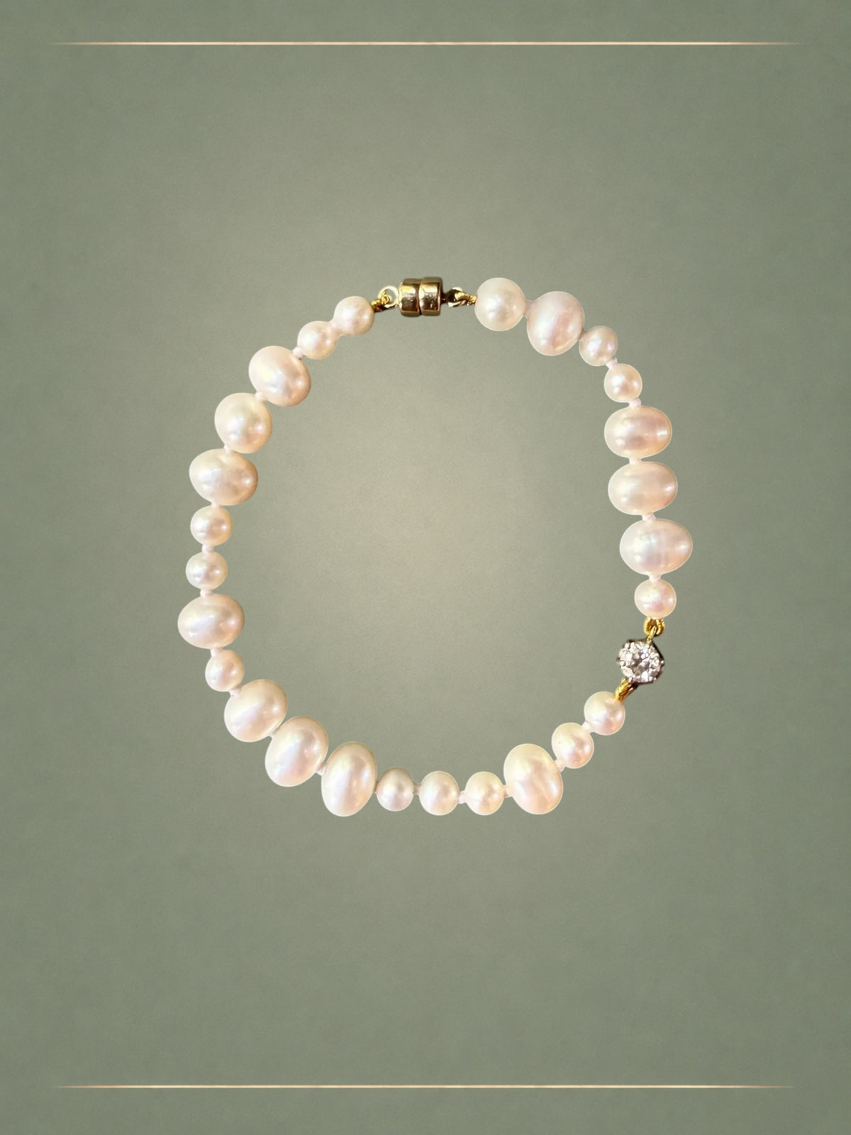 Silk Pearl & Diamond Bracelet