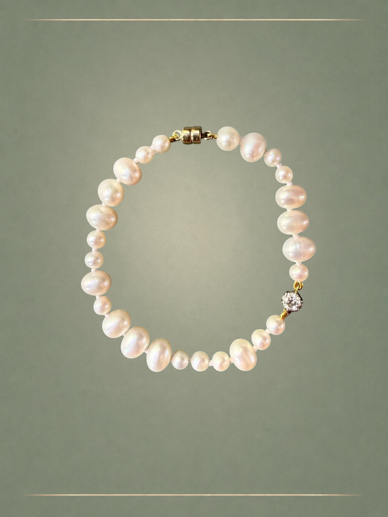 Silk Pearl & Diamond Bracelet