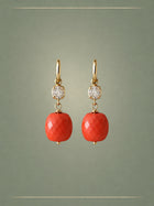Antique Coral, Diamond & Gold Whisper Hoop Earrings